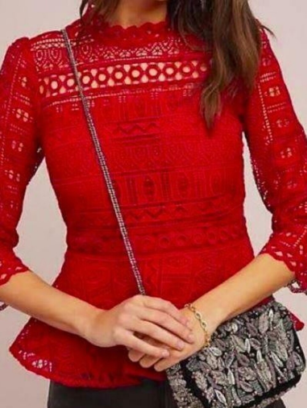 Anthropologie Moulette Soeurs Lace Peplum Blouse